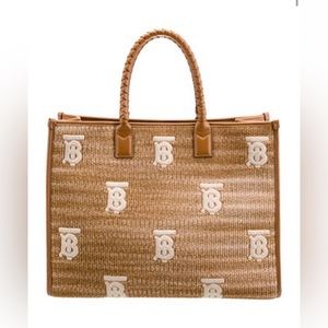 SOLD Burberry Freya Raffia TB Tote